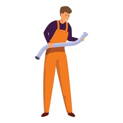 Plumber is holding a piece of plumbing pipe, preparing to make a repair