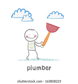 plumber holding a work tool