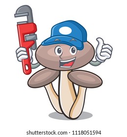 Plumber honey agaric mushroom mascot cartoon