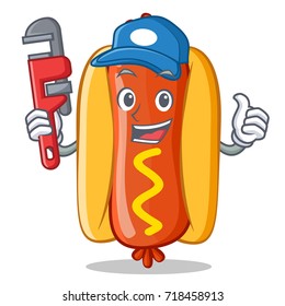 Plumber Hot Dog Cartoon Character