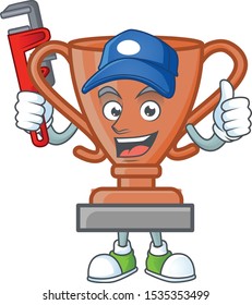 Plumber icon bronze trophy in the cartoon
