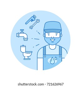 Plumber icon in lineart style