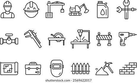 "Plumber Icon Set - Line Outline Design Collection"