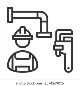 Plumber Icon Vector Illustration Outline