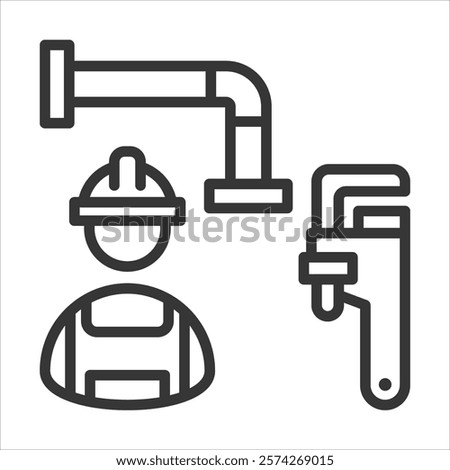 Plumber Icon Vector Illustration Outline