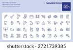 Plumber Icons. Editable Stroke. Set of thin line icons symbol collection.