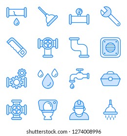 Plumber icons pack. Isolated plumber symbols collection. Graphic icons element
