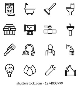 Plumber icons pack. Isolated plumber symbols collection. Graphic icons element