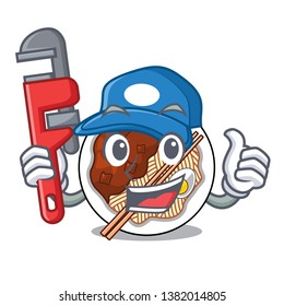 Plumber jajangmyeon on a character wooden table