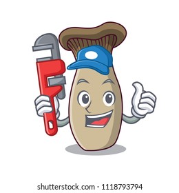 Plumber king trumpet mushroom mascot cartoon