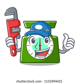 Plumber kitchen scale mascot cartoon