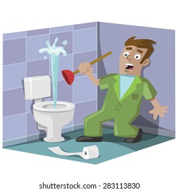 A plumber and a leaky toilet.