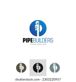 Plumber Letter O construction Logo of pipe wrench symbol vector plumbing repair icon service workman clipart