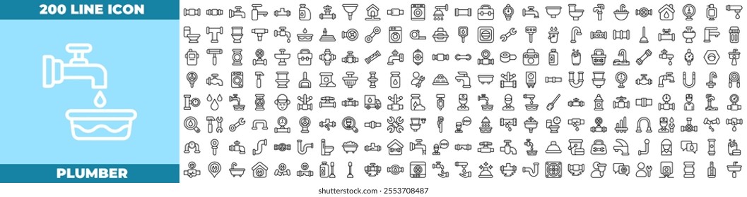 Plumber Line Editable Icons set.