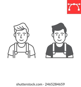 Plumber line and glyph icon, plumbing service and builder, handyman vector icon, vector graphics, editable stroke outline sign, eps 10.