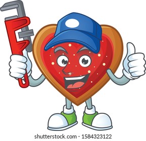 Plumber love cookies on cartoon character mascot design