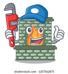Plumber luxury fireplace isolated on the mascot
