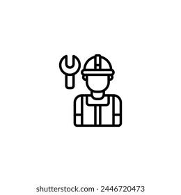 plumber maintenance outline icon and illustration
