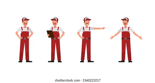 Plumber Man character vector design. Presentation in various action.