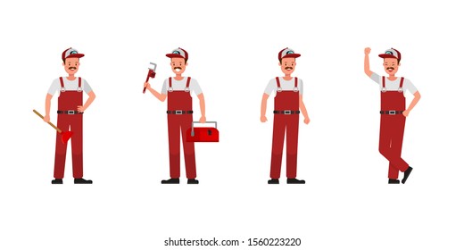 Plumber Man character vector design. Presentation in various action.