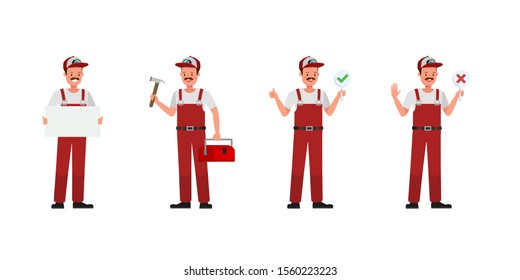 Plumber Man character vector design. Presentation in various action.