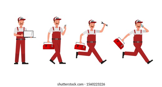 Plumber Man character vector design. Presentation in various action.