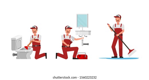 Plumber Man character vector design. Presentation in various action.