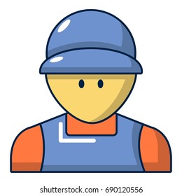 Plumber man face icon. Cartoon illustration of plumber man face vector icon for web design