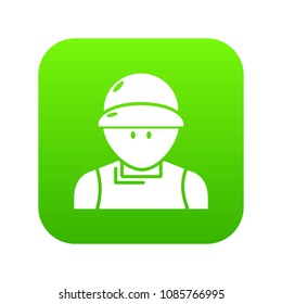 Plumber man icon green vector isolated on white background