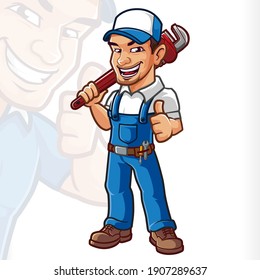 Plumber Mascot Cartton Mechanic Service