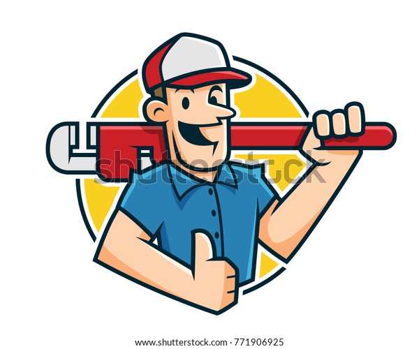 Plumber Mascot Plumber Character Worker Cartoon Stock Vector (Royalty ...