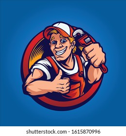 Plumber mascot logo design vector