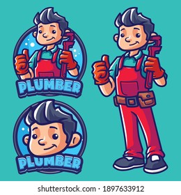 plumber Mascot Logo Template for business