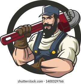 Plumber Mascot Vector Logo Illustration