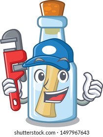 Plumber message in bottle with shape mascot
