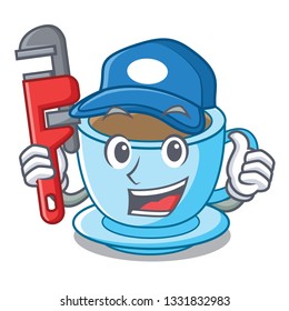 Plumber milk tea isolated with the mascot