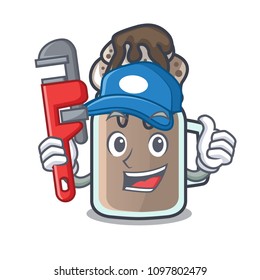 Plumber milkshake mascot cartoon style