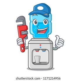 Plumber modern water cooler isolated on mascot