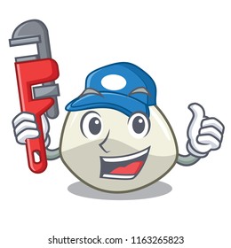 Plumber mozzarella cheese isolated on mascot cartoon