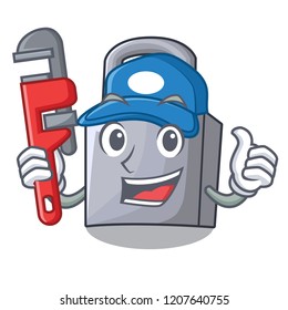 Plumber new metal padlock isolated on mascot