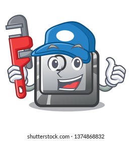 Plumber O button installed on mascot computer