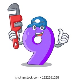 Plumber paper cut number Nine letter mascot