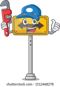 Plumber pass on either side a mascot