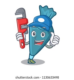 Plumber pastrybag mascot cartoon style vector illustration