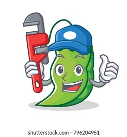 Plumber peas mascot cartoon style