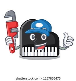 Plumber piano mascot cartoon style