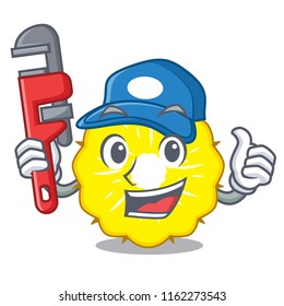 Plumber pineapple slice isolated on mascot