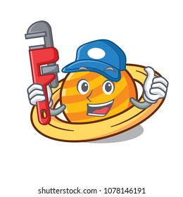 Plumber planet saturnus mascot cartoon