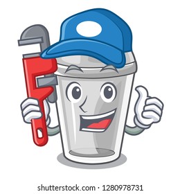 Plumber plastic cup on a cartoon table - Powered by Shutterstock - Get 15% off with code: PIKWIZARD15