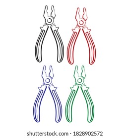 Plumber Pliers Vector Illustration. Combination Pliers Outline Drawing. Abstract Pliers.